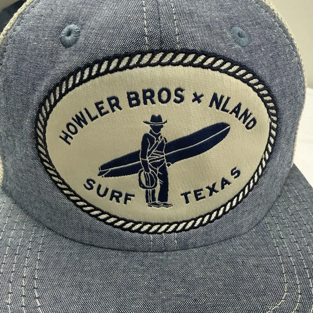 Howler Bros X Nland Surf Texas Snapback Trucker Hat Chambray Denim Brothers